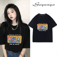 geyunya เสื้อยืดแฟชั่นแขนสั้นผ้าฝ้าย100% รูปการ์ตูนสวยสำหรับผู้หญิง