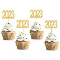 【Fun party】12ชิ้น2023 T Opper ปีใหม่2023 ToothpickNew ปี2023พรรควัสดุตกแต่งเค้ก T Opperscake ตกแต่ง