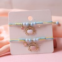 New Korean Creative Cute Hand woven Cartoon Crab Pendant Bracelet Sweet Girl Student Ceramic Beaded Jewelry Accessories