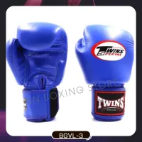 Twins  Boxing Gloves BGVL-3 Navy blue (8,10,12,14,16 oz) velcro Genuine leather  Sparring gloves Muay Thai MMA K1 นวมซ้อมชก ทวินส์ สเปเชี่ยล หนังแท้ น้ำเงิน ผลิตจากโรงงานทวินส์