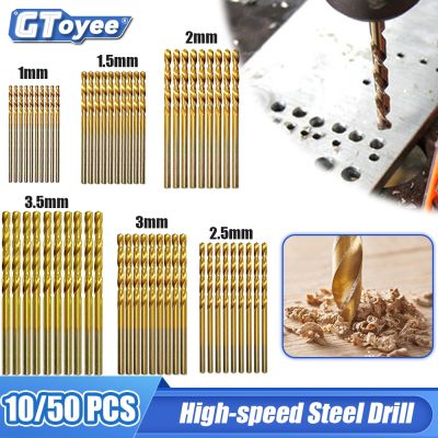10/50Pcs High Speed Steel Twist Drill Bit Professional Titanium Coated Drill Bit Tools Quality Power Tools 1/1.5/2/2.5/3/3.5mm