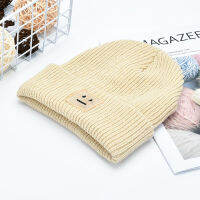 Jingg Cupcake HHH Cute Smiling Face Label Winter Knit Embroidery Hat Unisex Adult Beanie Outdoor