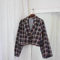 Cropped plaid blazer เสื้อสูทตัวสั้นไซส์ใหญ่ ลายสก็อต 2xl - 5xl