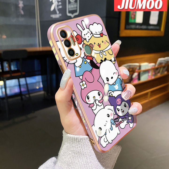 เคส-jiumoo-สำหรับ-tecno-spark-7-pro-spark-7t-spark-10-pro-เคสการ์ตูนน่ารักเมโลดี้-kuromi-เคลือบด้านข้างใหม่เคสมือถือขอบสี่เหลี่ยมปลอกซิลิโคนฝาปิดเลนส์เต็มรูปแบบป้องกันกล้องเคสนิ่มกันกระแทก