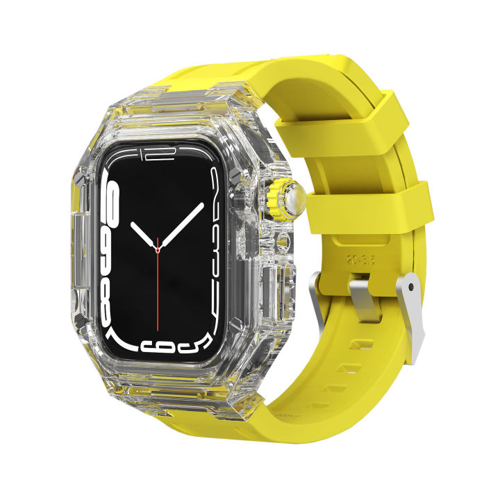 สายเคสโปร่งใสสำหรับนาฬิกา-apple-ชุดดัดแปลงยาง8-7-45มม-สำหรับ-iwatch-series-6-se-5-4-44มม-41มม-40มม