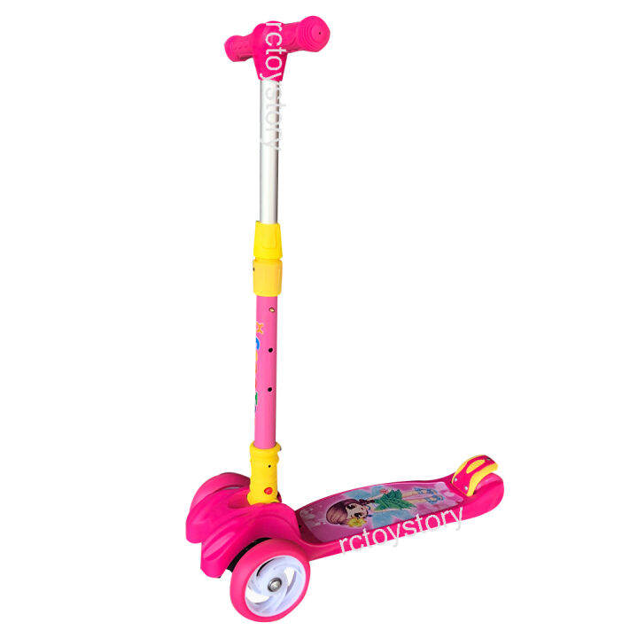 rctoystory-scooter-สกู๊ตเตอร์-4-ล้อ-สกู๊ตเตอร์เด็ก-สกูตเตอร์-คุณภาพดี-ล้อยาง-pu-วิ่งไม่มีเสียงดัง-ล้อมีไฟ-พับได้-รับน้ำหนักได้-70-กก-ของเล่นเด็ก