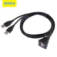 [Vktech] 1M USB Panel Flush Mount Cable USB2.0คู่ A ชายกับหญิงสายเคเบิลติดตั้งกับรถยนต์