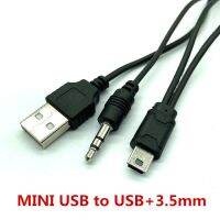 2 In 1สำหรับเครื่องเล่นบลูทูธลำโพงยูเอสบีแบบพกพาสายสัญญาณ3.5มม. สาย Aux Usb ชาย Mini Usb 5 Pin ชาร์จสายข้อมูล