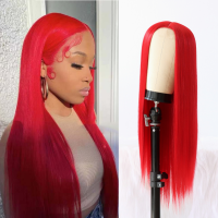 Natural Straight Red Lace Front Wig Heat Resistant Synthetic Lace Front Wigs for Women Daily Party Queen Makeup Gift Wig