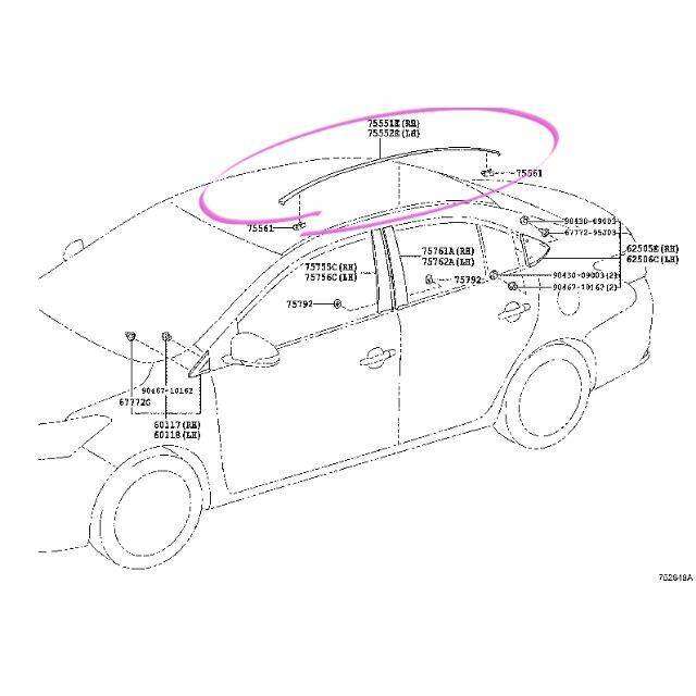 คิ้วหลังคา-toyota-soluna-vios-altis-yaris-camry-avanza-sienta-c-hr-innova-toyota-แท้ศูนย์-100