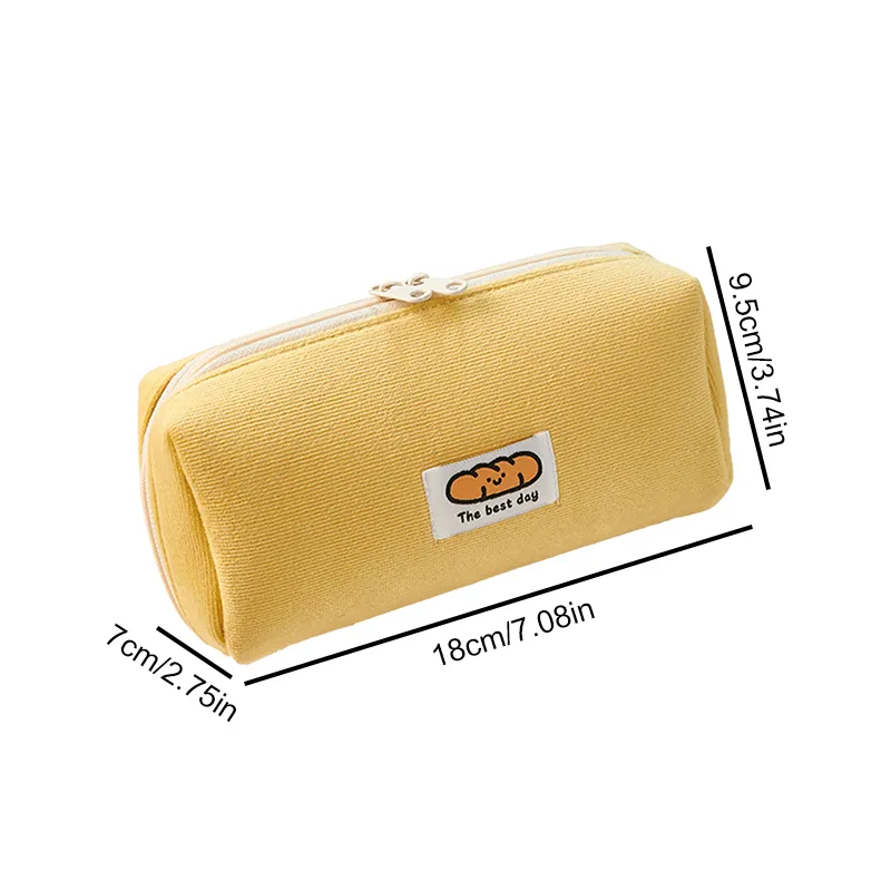 Cream Color Large Capacity Corduroy Pencil Case Pencil Pouch Large