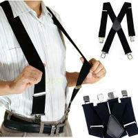 ผู้ชาย Suspenders ยืดหยุ่นสูงปรับ4คลิปแข็งแรง Suspender Heavy Duty กลับกางเกง ces กางเกงผู้ถืองานแต่งงาน Wear