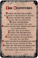 วินเทจป้ายดีบุก Beatitudes ตกแต่งผนัง-ตกแต่งกำแพงพระคัมภีร์-ศิลปะบนผนังคริสเตียนสำหรับบ้านหรือสำนักงาน Decore โปสเตอร์ที่สร้างแรงบันดาลใจสำหรับโล่โลหะจิตวิญญาณ8X12นิ้ว