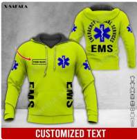 （ALL IN STOCK XZX）  Emergency Medical Service EMS 3D Printed Hoodies 06  (Free customized name logo for private chat, can be changed with or without zipper)