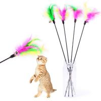 5Pcs Cat Toys Soft Colorful Cat Feather Bell Rod Toy for Cat Kitten Funny Playing Interactive Toy Pet Cat Supplies