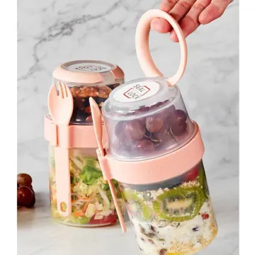 Breakfast lunch Cup Oatmeal vegetable Nut Yogurt Salad Cup Container Set  with Fork Sauce Cup Bottle Food Storage Bento Lunch Box