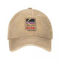 [[Hana Clothing Store] Kodak โพลีโครมโพลีเมอร์ผ้ายีนส์หมวกเบสบอลหมวกปรับขนาดได้พ่อ Casquette ฤดูใบไม้ผลิฤดูใบไม้ร่วง