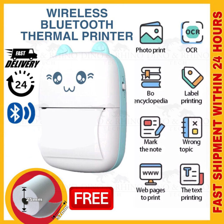 Portable Mini Thermal Printer BT 203dpi Photo Label Memo Printer with ...