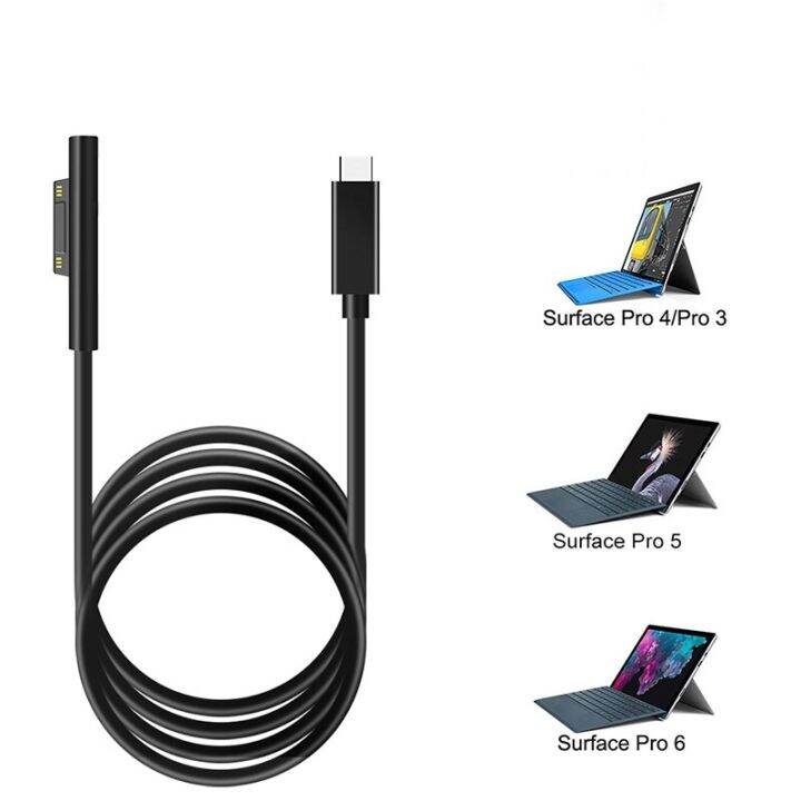 2023ใหม่-สำหรับ-microsoft-surface-pro-3-4-5-6โกสายที่ชาร์จไฟ-usb-ประเภท-c-แท็บเล็ตสายเคเบิล-pd-เครื่องชาร์จ15v-3a-สายอะแดปเตอร์-dc-usb-c-สาย