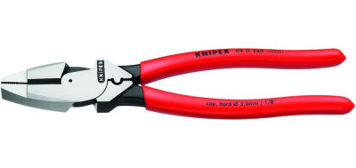 Knipex 09 11 240 SBA 9.5-Inch Ultra-High Leverage Linemans Pliers with Fish Tape Puller and Crimper