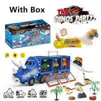 Dinosaur Truck Toy Car Transport Pull Back Dino Car Vehicle Container Storage Model Lighting Music Kids Toys Boys Birthday Gift