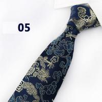 โพลีเอสเตอร์คลาสสิกเนคไทผ้าไหมผู้ชายดีไซน์ใหม่เนคไท Floral TIES สำหรับผู้ชายงานแต่งงานทางธุรกิจอย่างเป็นทางการ Party (สีน้ำเงินเข้ม) - INTL