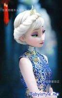 Sales ชุดกี่เพ้าเด็กแขนกุด FROZEN ELSA มีซิปด้านหลัง สวมใส่ง่าย กระโปรงทรงตรง ผ่าด้านข้าง  *พร้อมส่งจากกทม.