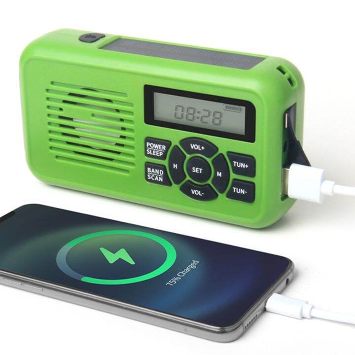 Portable FM / AM / WB Weather radio hand crank emergency radio solar ...