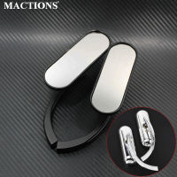 Motorcycle Mini Oval Mirrors BlackChrome 8mm&amp;10mm For Harley Cruiser Chopper Touring Sportster XL 883 Dyna Softail Fat Boy FL