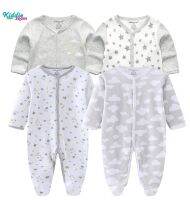 Kiddiezoom 4PCSเสื้อผ้าเด็กผ้าฝ้ายแขนยาวRomper 0-12months