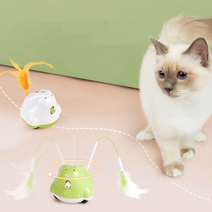 หุ่นยนต์กระต่ายอัตโนมัติ-ของเล่นสัตว์แมวโต้ตอบผลิตภัณฑ์สัตว์เลี้ยงพร้อมทีเซอร์หางขนนก