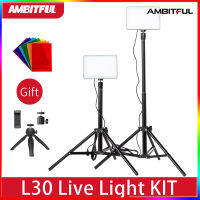 AMBITFUL ชุดไฟแอลอีดี2x L30W ชุดสีขาวแฟลชวิดีโอไฟสตูดิโอ,วิดีโอบนยูทูปแฟลชวิดีโอชุด