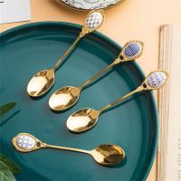 Stainless Steel Spoon Light Luxury Golden Coffee Spoon Spoon Creative Stainless Steel Coffee Spoon Mixing Spoon Ceramic Serving Utensils