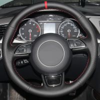 Black Car Steering Wheel Cover For Audi A1 8X A3 8V Sportback A4 B8 Saloon Avant A5 8T A6 C7 A7 G8 A8 D4 S1 8X S3 S4