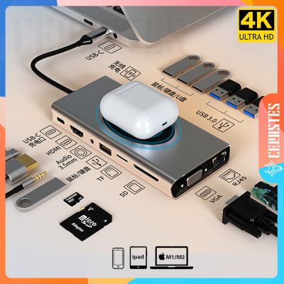 CERASTES USB C HUB Dock Station - USB 3.0 Type C to HDMI-compatible USB Splitter Adapter for MacBook Pro M1 Air M2 Laptop PC USB Hubs