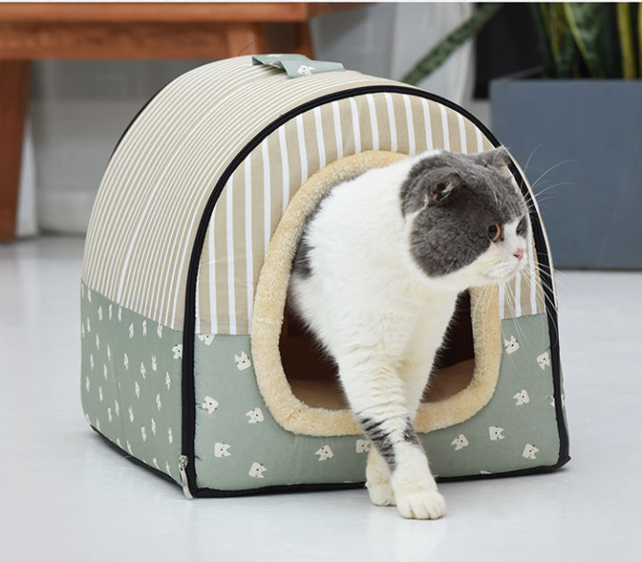 striped-stars-dog-house-kennel-nest-with-mat-portable-dog-bed-cat-bed-house-small-medium-dogs-outdoor-travel-beds-bag