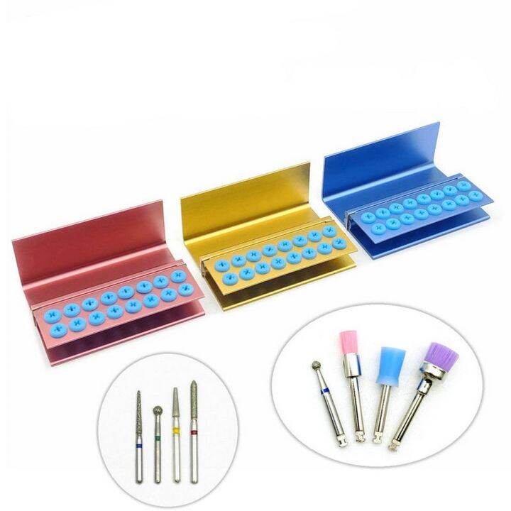 Dental High Speed Burs& Low Speed Burs Holder 10 Holes Case for Dental
