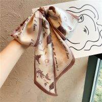 ★New★ Ishihara Satomi silk scarf small strip female spring and summer gentle retro flower scarf tied bag ins headscarf headband