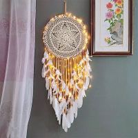 Luminous Dream Catcher Creative Feather Chain Link Wind Chime Pendant Home Decoration Childrens Room Decoration Pendant