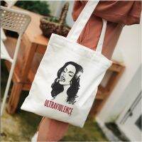 Shopper Lana Del Rey LOGO Graphic Hipster Cartoon Print Tote Shopping Bags Girls Fashion Casual Pacakge High Capacity Hand Bag