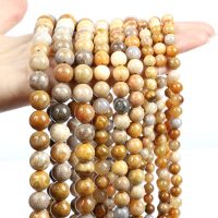 Natural Yellow Coral Jade Beads Smooth Round Loose Spacer Bead For Jewelry Making Bracelet Necklace DIY Charm Accessories 4-12MM Beads