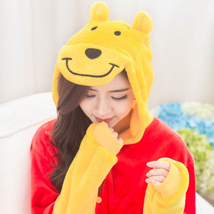 women-kigurumi-winnie-bear-pajamas-sets-flannel-hood-animal-pajamas-adult-winter-onesies-nightie-pyjamas-sleepwear-homewear