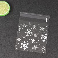 【DT】 hot  50pcs Clear 10x10cm Christmas Snowflake Cookie Bag Plastic Cellophane Self Adhesive Seal Bakery Gift Cello Bags