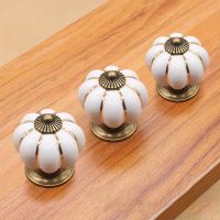 ❈◇✆ 10Pcs Witte Ronde Keramiek Pompoen Kast Meubels Deurknoppen Lade Pull Handvat Keuken Kast Kast Kledingkast Deur Handvat