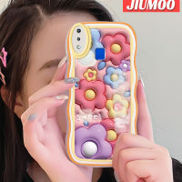 เคส JIUMOO เคส Y95สำหรับ VIVO Y91 Y91i แฟชั่น3D มีสีสันลายดอกไม้แบบนิ่มดั้งเดิมขอบซิลิโคนน้ำเคสป้องกันกล้องคลุมทั้งหมดเลนส์เคสปกหลังกรอบนิ่ม