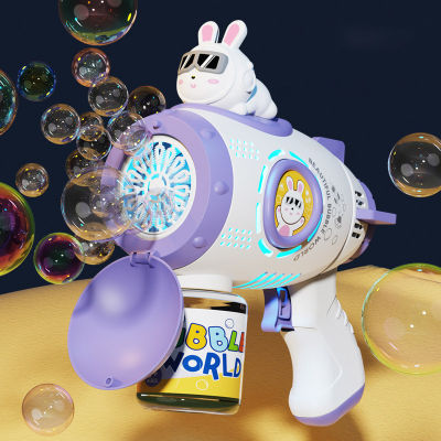 TH PUDDING Space Rabbit Bubble Gun แบบชาร์จไฟได้แบตเตอรี่มือถือมีรูพรุน Bubble Machine ของเล่นเด็กไฟฟ้าอัตโนมัติ