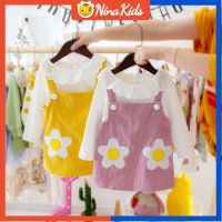 NINAKIDS 0-4ชุดปีทารกหญิงผ้าฝ้ายแขนยาวเสื้อเชิ้ต + ชุดสำหรับเด็กผู้หญิง