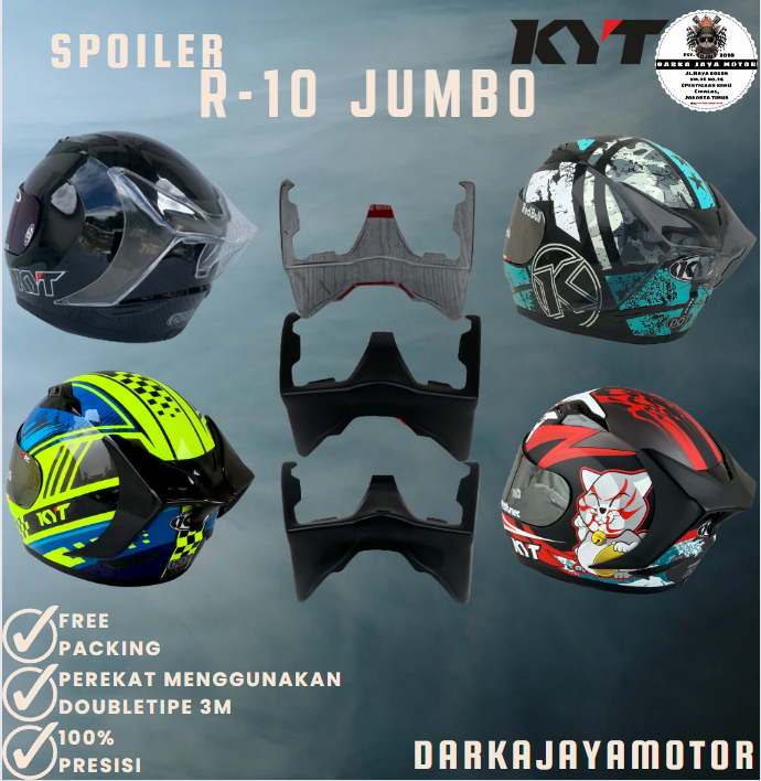 SPOILER 3D JUMBO KYT R10/TANDUK BELAKANG 3D JUMBO HELM KYT R10 Lazada