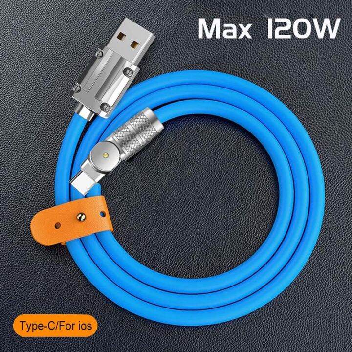 6a-สาย-usb-type-c-120w-ชาร์จเร็วสำหรับชาร์จหมุน-poco-xiaomi-realme-180-honor-12สำหรับ-huawei-ข้อมูลสาย-f4