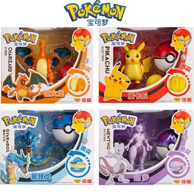 ของขวัญโมเดล Pokeball Pocket Monster ของแท้ตัวเลขโปเกมอนกล่องของเล่นผิดรูปภาพอนิเมะ Pikachu Charizard Greninja